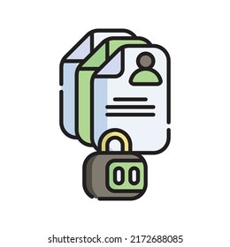 Privacy Policy Icon Vector Illustration. Flat Outline Cartoon. Cyber Security Icon Concept Isolated Premium Vector
