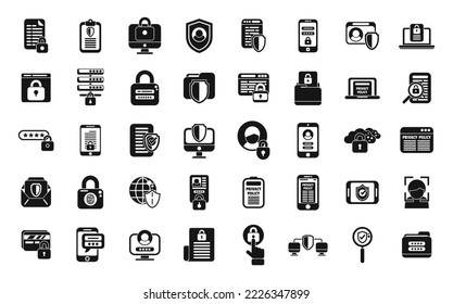 Los iconos de la Política de privacidad establecen un vector simple. Normas de seguridad. Gdpr de Europa
