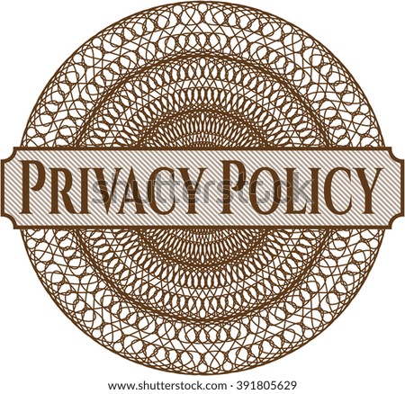 Privacy Policy inside a money style rosette