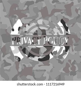 Privacy Policy on grey camouflage pattern