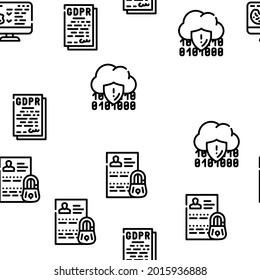 Privacy Policy Protect Vector Seamless Pattern Thin Line Illustration