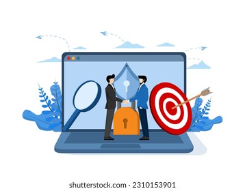 Privacy policy. Protect your privacy. coding, programming, application development, computer data protection concept for web page, flat vector illustration on a white background.