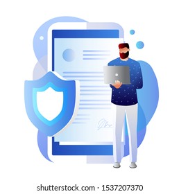 Privacy policy. Protecting your privacy. Vector colorful illustration, the concept of protecting computer and other data for a web page template