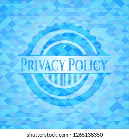 Privacy Policy sky blue emblem with triangle mosaic background