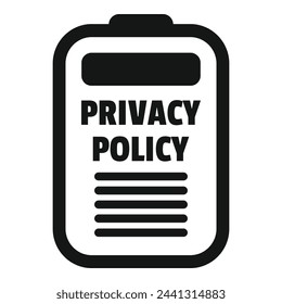 Icono de uso de la política de privacidad vector simple. Papel privado en línea. Proteger reglas