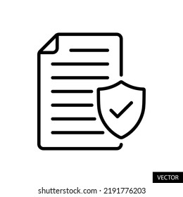 Privacy policy, Valid document concept vector icon in line style design for website design, app, UI, isolated on white background. Editable stroke. EPS 10 vector illustration.