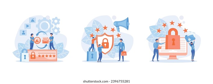 Privacy Politics Concept, General rules for data protection, General Privacy Regulation. General Privacy set flat vector modern illustration 