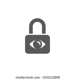 Privacy protection, Lock with eye icon, color, line, outline vector sign, linear style pictogram isolated on white. Symbol, logo illustration