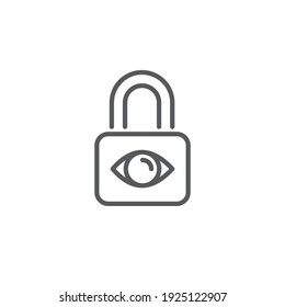 Privacy protection, Lock with eye icon, color, line, outline vector sign, linear style pictogram isolated on white. Symbol, logo illustration