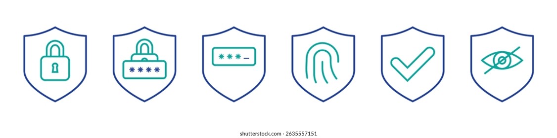 Privacy Protection Shield Lock Icon, shield security padlock icon, digital protection lock icon, encrypted shield padlock vector, cyber security shield icon