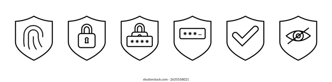 Privacy Protection Shield Lock Icon, shield security padlock icon, digital protection lock icon, encrypted shield padlock vector, cyber security shield icon