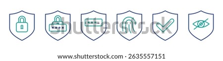 Privacy Protection Shield Lock Icon, shield security padlock icon, digital protection lock icon, encrypted shield padlock vector, cyber security shield icon