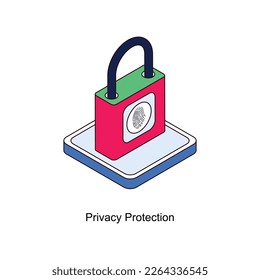 Icono de contorno relleno isométrico de protección de la privacidad para sus proyectos digitales o de impresión.