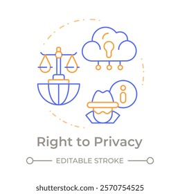 Privacy right duo tone concept icon. Cyber security. System, access. Hacking, crime. Round two color outline illustration. Abstract vector design. Easy to use in infographic, presentation