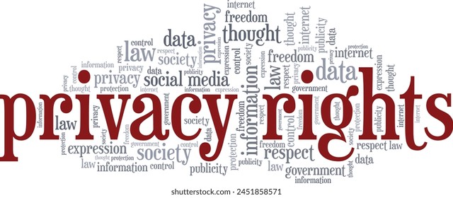 Privacy Rights word cloud conceptual design isolated on white background.