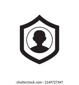 Privacy security icon in black flat glyph, filled style isolated on white background