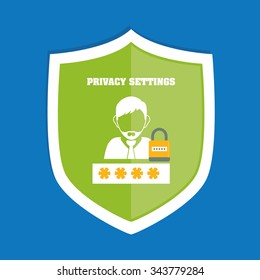Privacy and security system graphic icons design, vector illustration