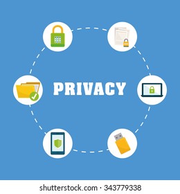 Privacy and security system graphic icons design, vector illustration