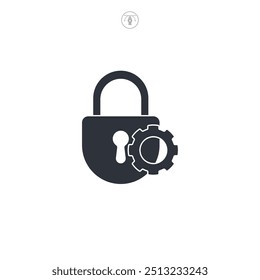 Privacy setting, Lock and gear icon symbol vector illustration isolated on white background