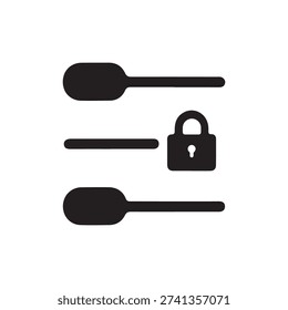 Privacy settings control icon with lock silhouette isolated