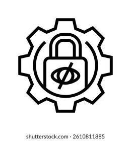 privacy settings gear line icon vector. privacy settings gear sign. isolated contour symbol black illustration