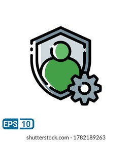 icono de configuración de privacidad en el estilo de línea rellenado. ilustración vectorial para diseño gráfico, sitio web, interfaz de usuario aislada en fondo blanco. EPS 10