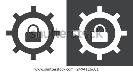 Privacy settings icon Flat set in black and white color outline vector