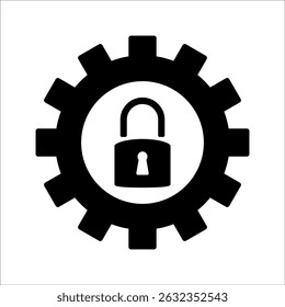 Icono de Configuraciones de privacidad. Icono de Configuraciones con signo de bloqueo. Configuraciones icono y símbolo de seguridad, protección, privacidad. Configuraciones, icono, cerradura, privacidad, engranaje, máquina, Contraseña, rueda, negro, negocio, reloj