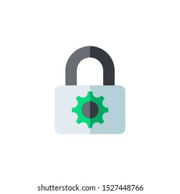 Privacy settings icon.  Settings icon with padlock sign. Settings icon and security, protection, privacy symbol. Vector icon