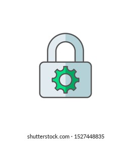 Privacy settings icon.  Settings icon with padlock sign. Settings icon and security, protection, privacy symbol. Vector icon