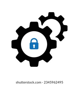 Icono de configuración de privacidad. Icono de configuración con signo de candado. Icono de configuración y seguridad, protección, símbolo de privacidad. Configuración, icono, candado, privacidad, cog, máquina, contraseña, rueda, negro, negocios, reloj