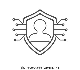 A privacy symbol. protection of personal data from external threats. Pictogram for websites, applications and digital design. Flat style