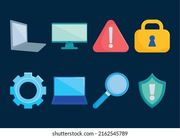 privacy and technology icon set