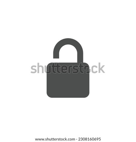 Privacy Unlock Icon Vector Isolated Black and White Design Graphic