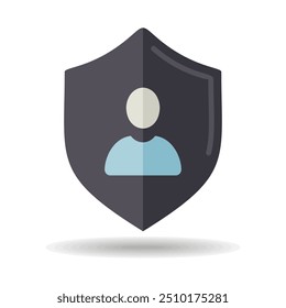Ícone do vetor de privacidade. Escudo com símbolo de silhueta de pessoa. Sinal de proteção pessoal. Ícone de segurança de autenticação. Símbolo de gráfico para o design, o logotipo, o aplicativo, a interface do usuário do seu site