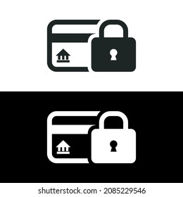 Privat Banking icon. Credit Card with lock icon. Locked bank card illustration design.