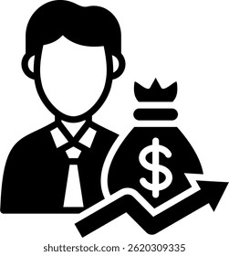 Ilustración vectorial de glifo de icono de capital privado