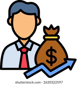 Privat Equity Icon Lineal Color Vector Illustration