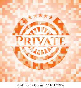 Private abstract orange mosaic emblem