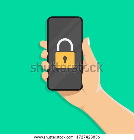 Private access to documents. Lock or password on the mobile screen. vector illustration in a flat style