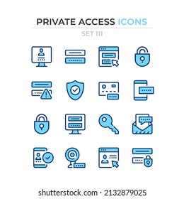 Private access icons. Password. Vector line icons set. Premium quality. Simple thin line design. Modern outline symbols collection, pictograms.