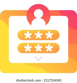 Private account protection and access vector icon. Safety code password and username field. Freelance profile