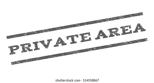 Private Area watermark stamp. Text tag between parallel lines with grunge design style. Rubber seal stamp with scratched texture. Vector grey color ink imprint on a white background.