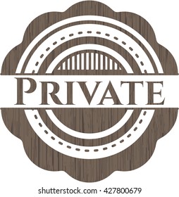 Private badge with wood background