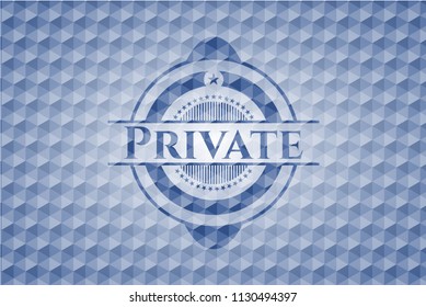 Private blue hexagon badge.
