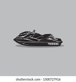 private boat silhouette vector isolated on grey background