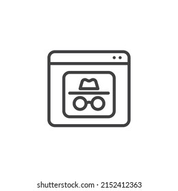 Private browser line icon. linear style sign for mobile concept and web design. Browser incognito window outline vector icon. Symbol, logo illustration. Vector graphics