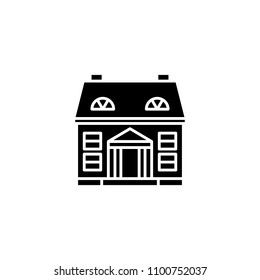 Private building black icon concept. Private building flat  vector symbol, sign, illustration.