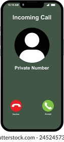 Private call screen, incoming call screenshot, Private number calling Mobile,  phone call Interface