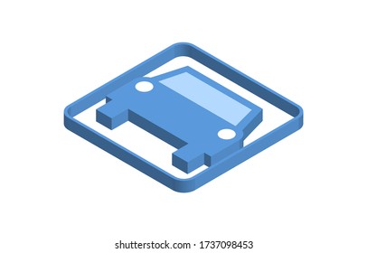 Private car blue isometric icon illustration